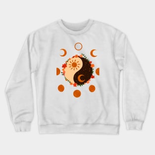 Floral Yin Yang & moon phases Crewneck Sweatshirt